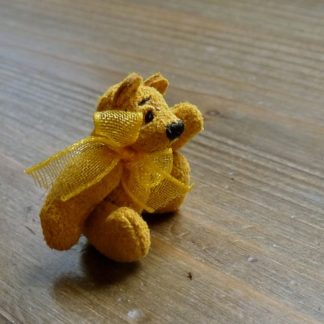 Miniatur-Teddy (Wildleder, Fashion gold ). Handarbeit.