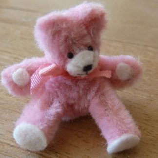 Miniatur-Teddy, rosa. Handarbeit/England.