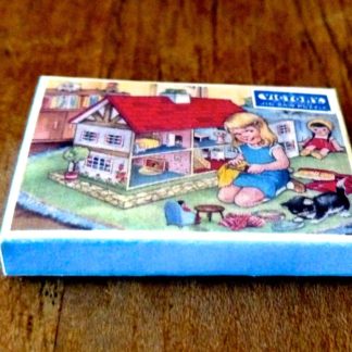 Puzzle-Schachtel (Puppenhaus, 50er Jahre. leer). Handarbeit/Engl