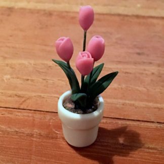 Tulpen (rosa) in Keramiktopf. Handarbeit.