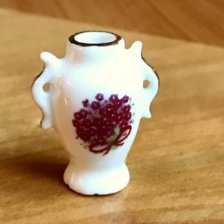 Vase (weiss violett, Amphore). Porzellan.